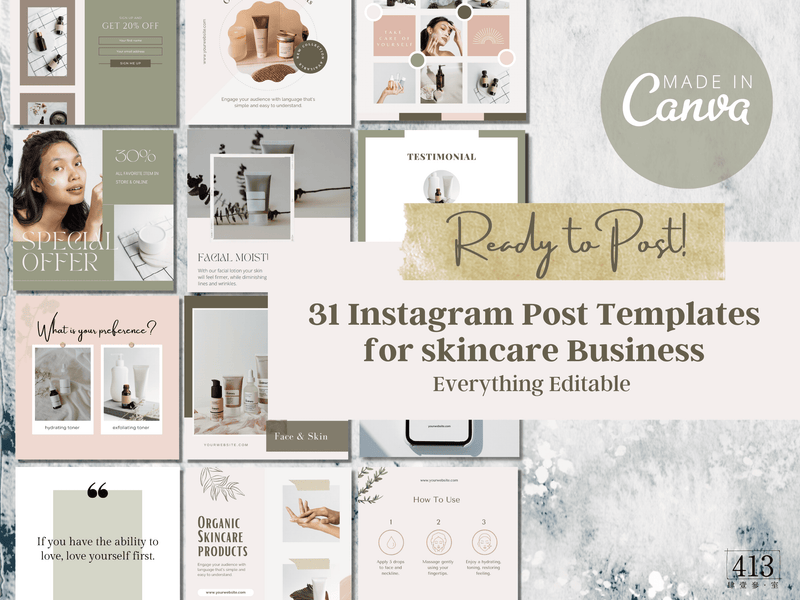 31 Skincare Instagram Post Templates v1