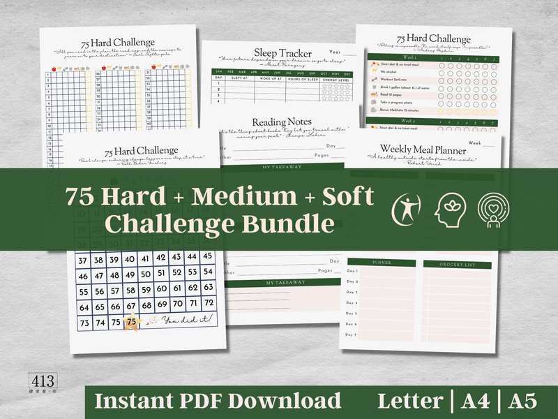 75 Soft, Medium, Hard Challenge Tracker Bundle v1