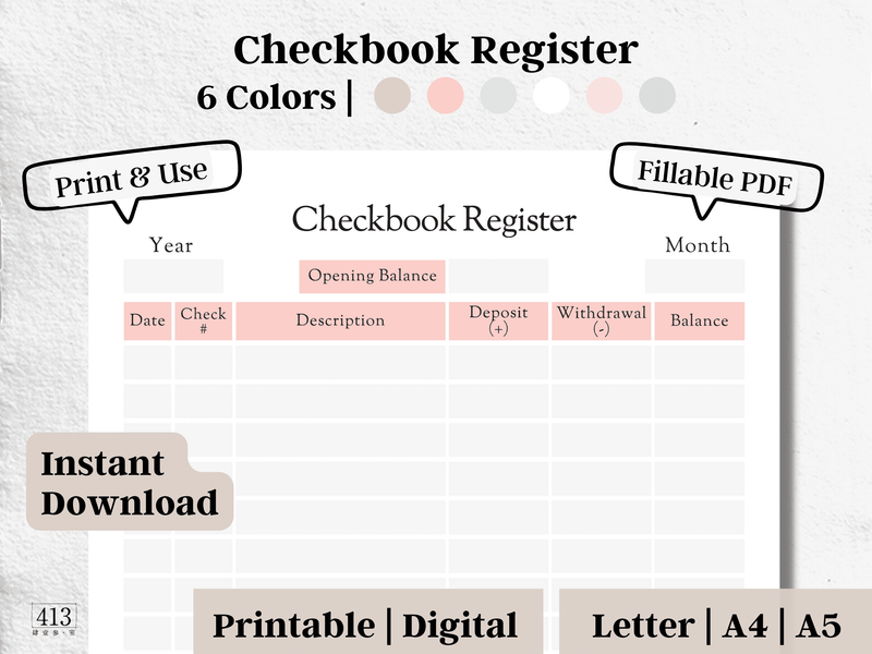 Checkbook Register