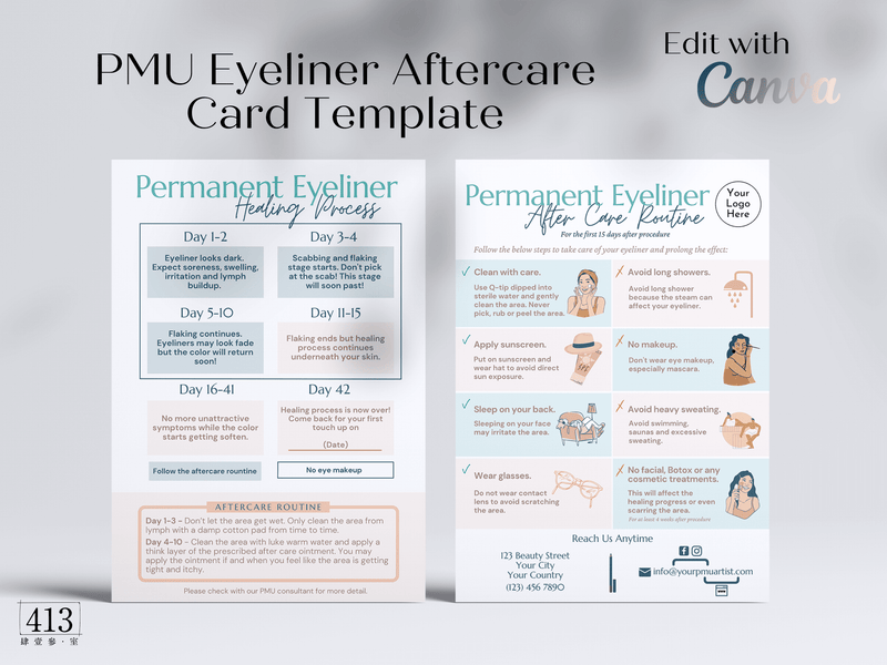 Eyeliner PMU After Care Card Template v2
