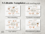 PMU After Care Card Templates Bundle v1, Microblading, Lash Extension, Lip Tattoo, Permanent Eyeliner