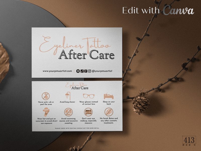 Eyeliner Tattoo PMU After Care Business Card Template v3