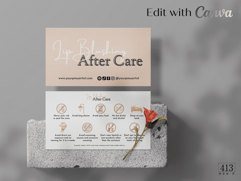 Lip Blush PMU After Care Business Card Template v3