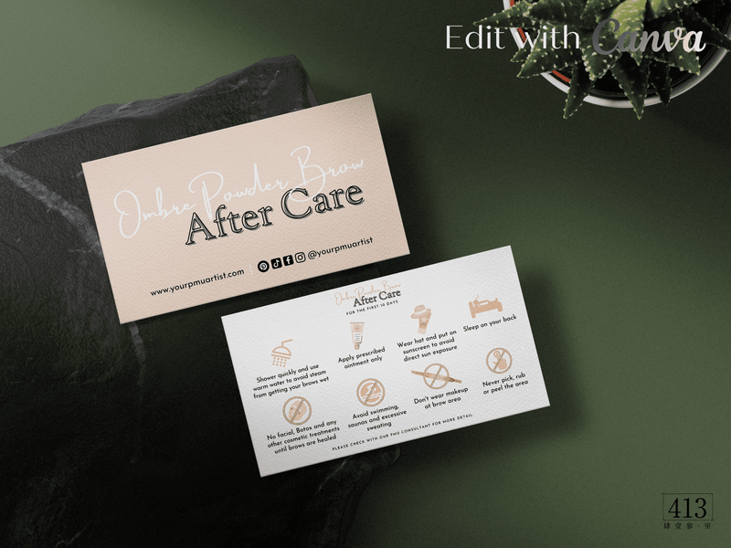 Ombre Powder Brow PMU After Care Business Card v3