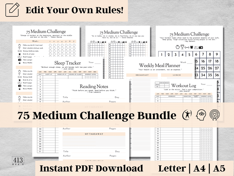 Editable Medium Challenge Tracker v6