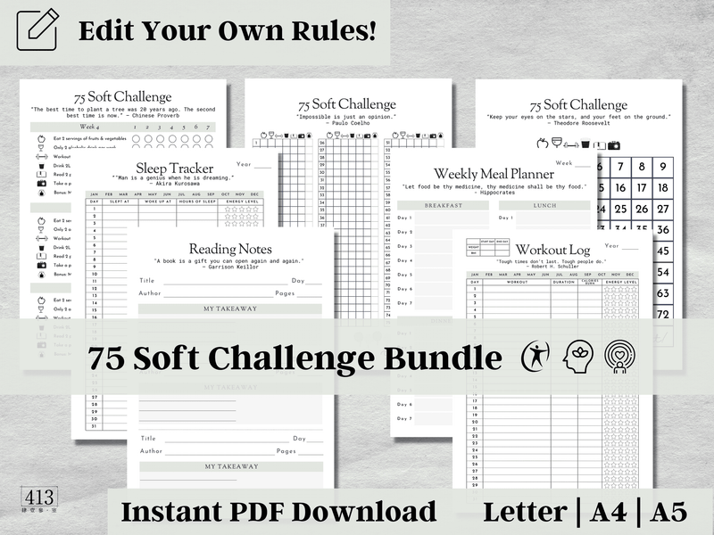 Editable 75 Soft Challenge Tracker v5