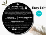 Black Wax Melt Safety Label Template 01