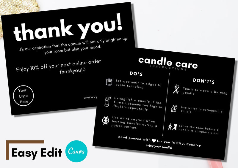 Black Candle Care Card Template 01