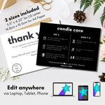 Candle Care & Thank You Card Bundle Template 01
