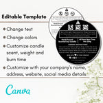 Black & White Candle Warning Label Template 01