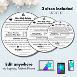 White Wax Melt Warning Label Template 01
