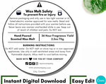 White Wax Melt Warning Label Template 01