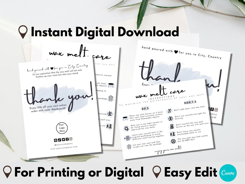 Vertical Wax Melt Care Card Template 01