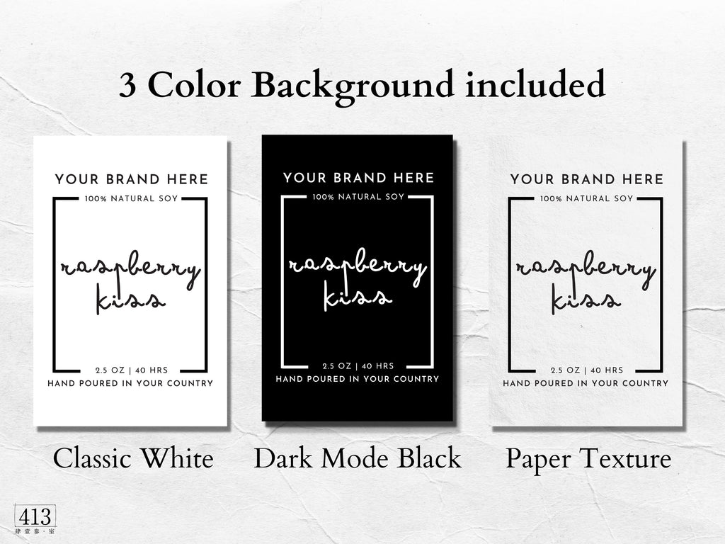 Black & White Candle Warning Label Template 01 – 413 Studio Design Co