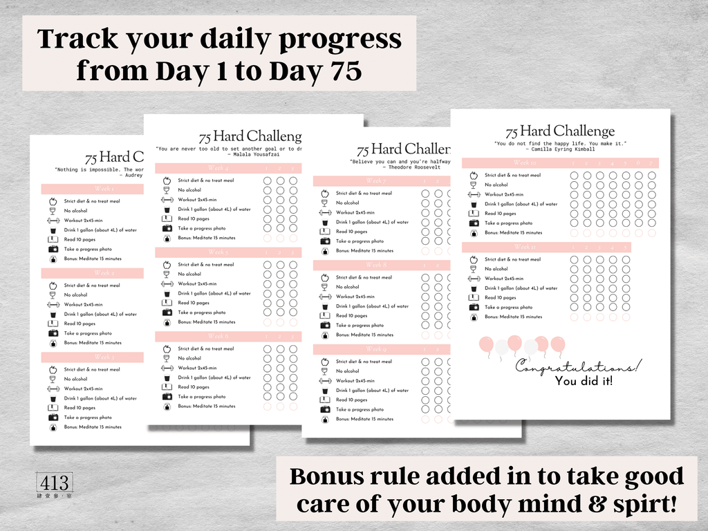75 Hard Challenge Tracker v2 – 413 Studio Design Co