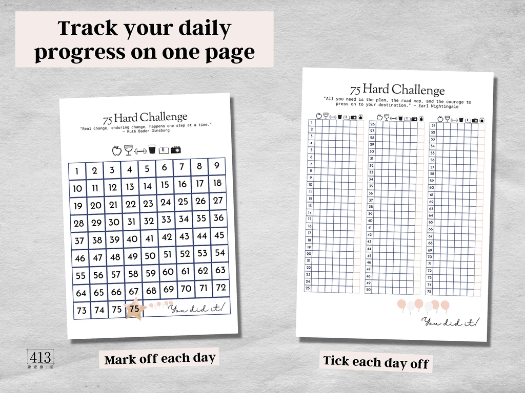 75 Hard Challenge Tracker v2 – 413 Studio Design Co