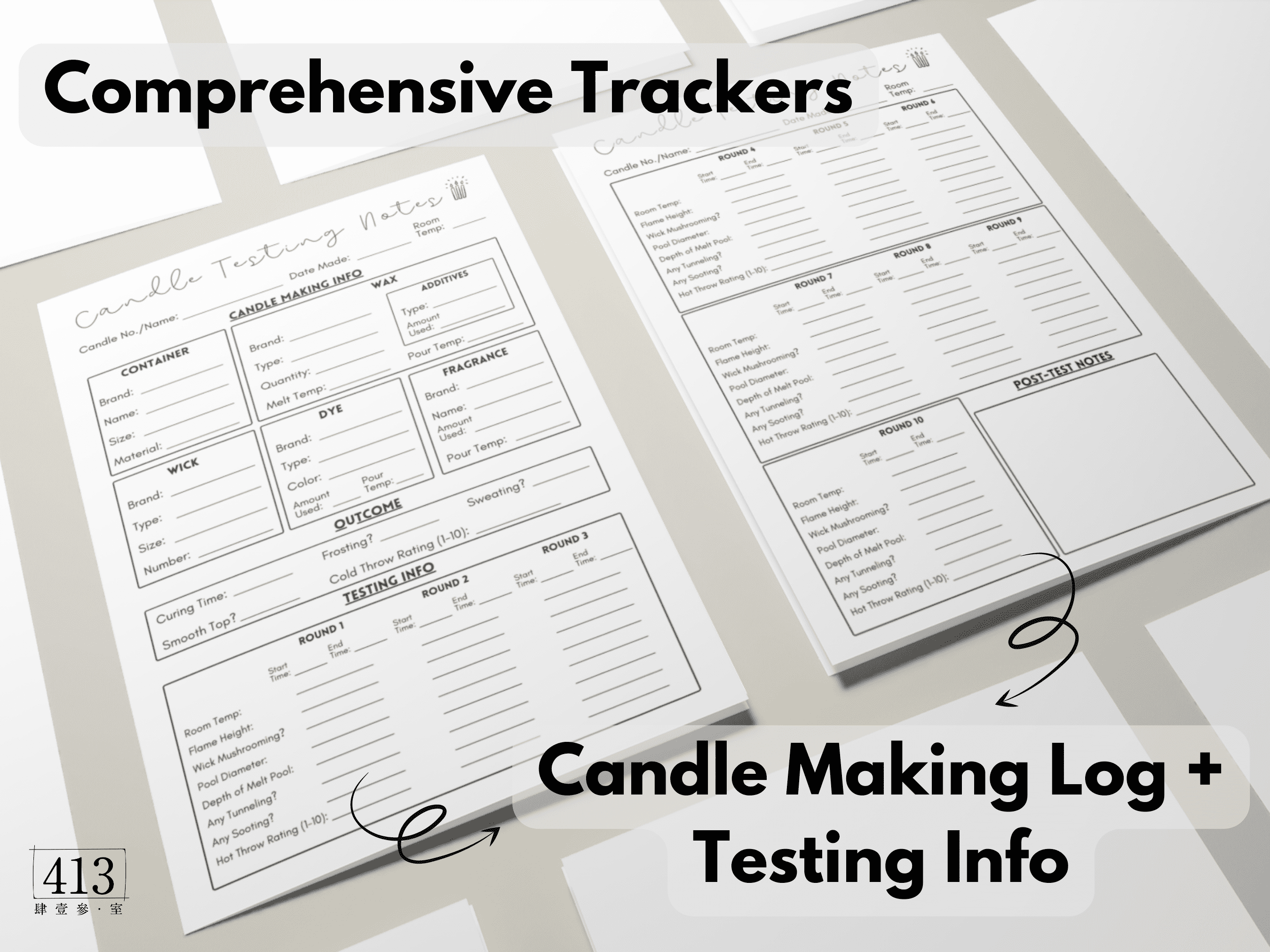 Candle Maker REMOVABLE Testing Labels 2 Square Round Wick Testing Labels  Chandler Tool Workbook Candle Notes Fragrance Journal 