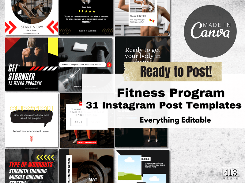 31 Fitness Instagram Post Templates v1