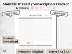 Monthly and Yearly Subscription Tracker