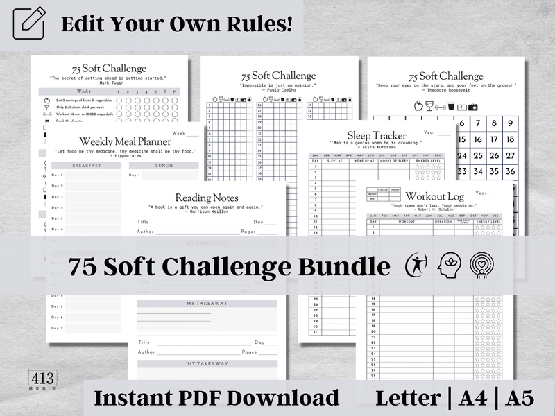 Editable 75 Soft Challenge Tracker v4