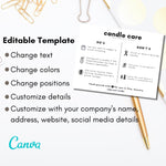 Editable White Candle Care Card Template with Canva