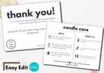 Editable White Candle Care Card Template with Canva