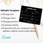 Black Candle Care Card Template 01