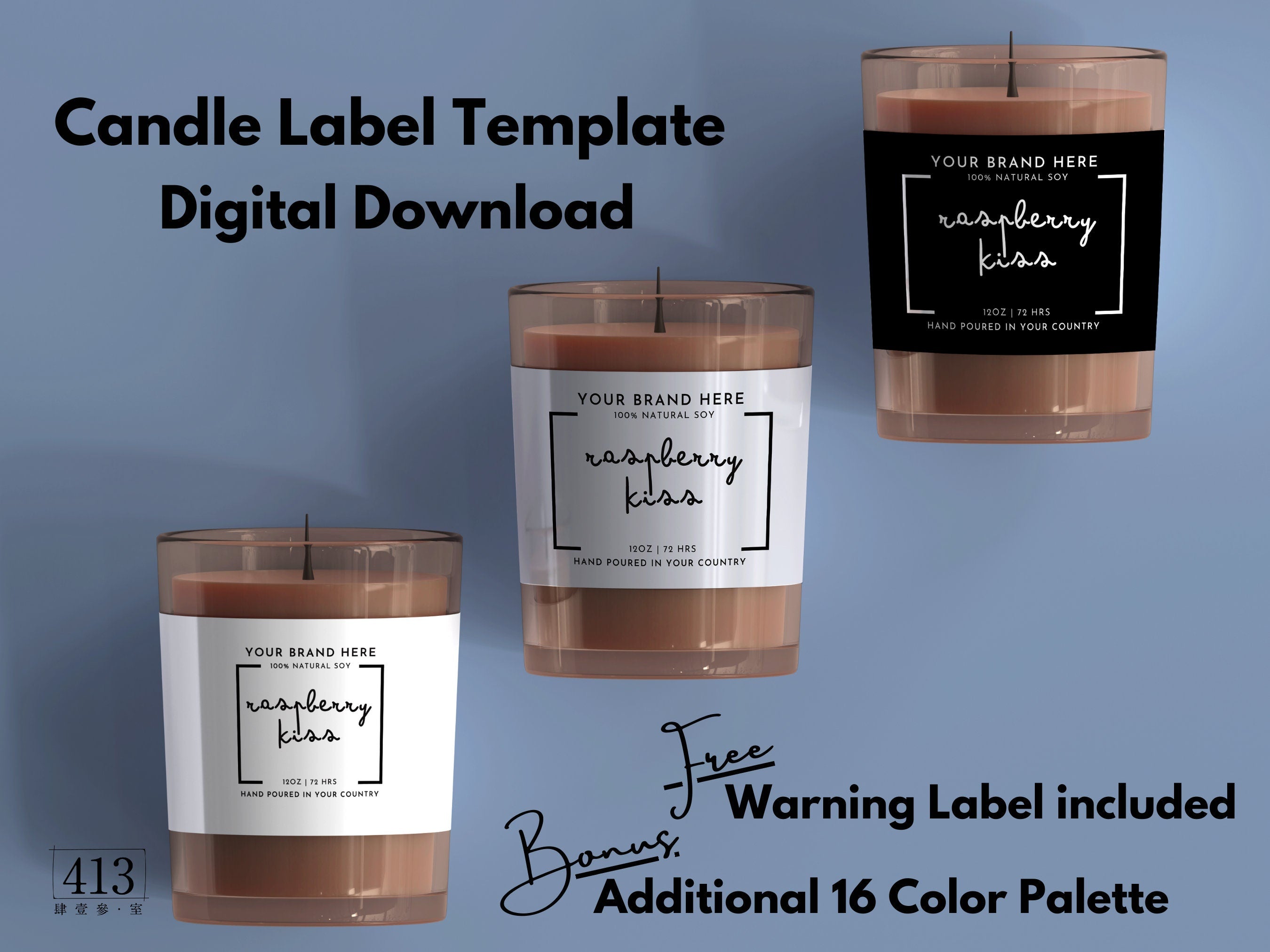 Minimalist Candle Label, Candle Label Template, 