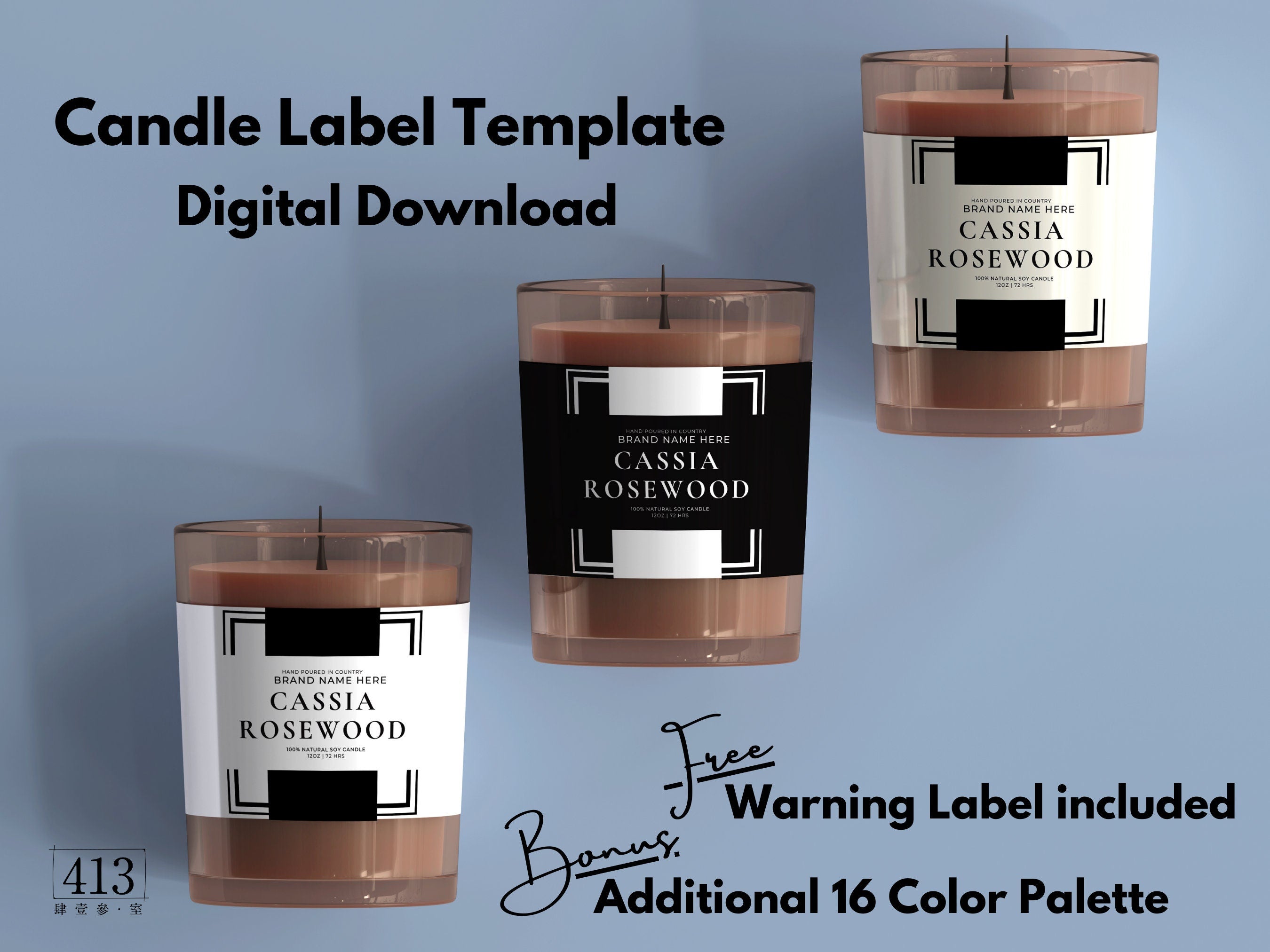 Modern Minimalist Candle Label Canva Template